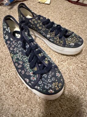 Keds Navy Floral Platform Canvas Sneakers